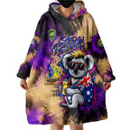 Personalised Australian Oztag Koala Mascot Wearable Blanket Hoodie Cool Koala Sunglasses Tie Dye Paint Splatter