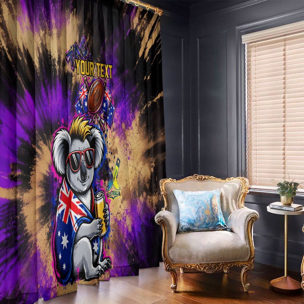 Personalised Australian Oztag Koala Mascot Window Curtain Cool Koala Sunglasses Tie Dye Paint Splatter