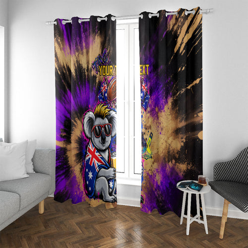 Personalised Australian Oztag Koala Mascot Window Curtain Cool Koala Sunglasses Tie Dye Paint Splatter