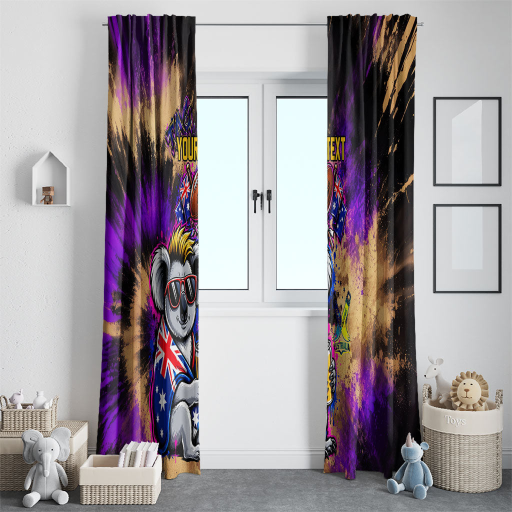 Personalised Australian Oztag Koala Mascot Window Curtain Cool Koala Sunglasses Tie Dye Paint Splatter
