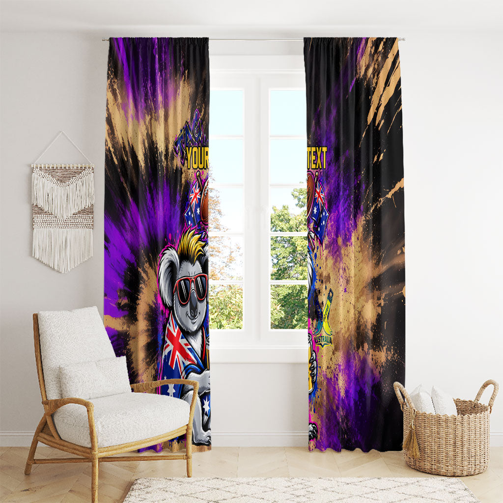 Personalised Australian Oztag Koala Mascot Window Curtain Cool Koala Sunglasses Tie Dye Paint Splatter