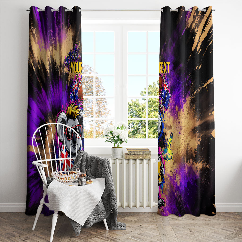 Personalised Australian Oztag Koala Mascot Window Curtain Cool Koala Sunglasses Tie Dye Paint Splatter