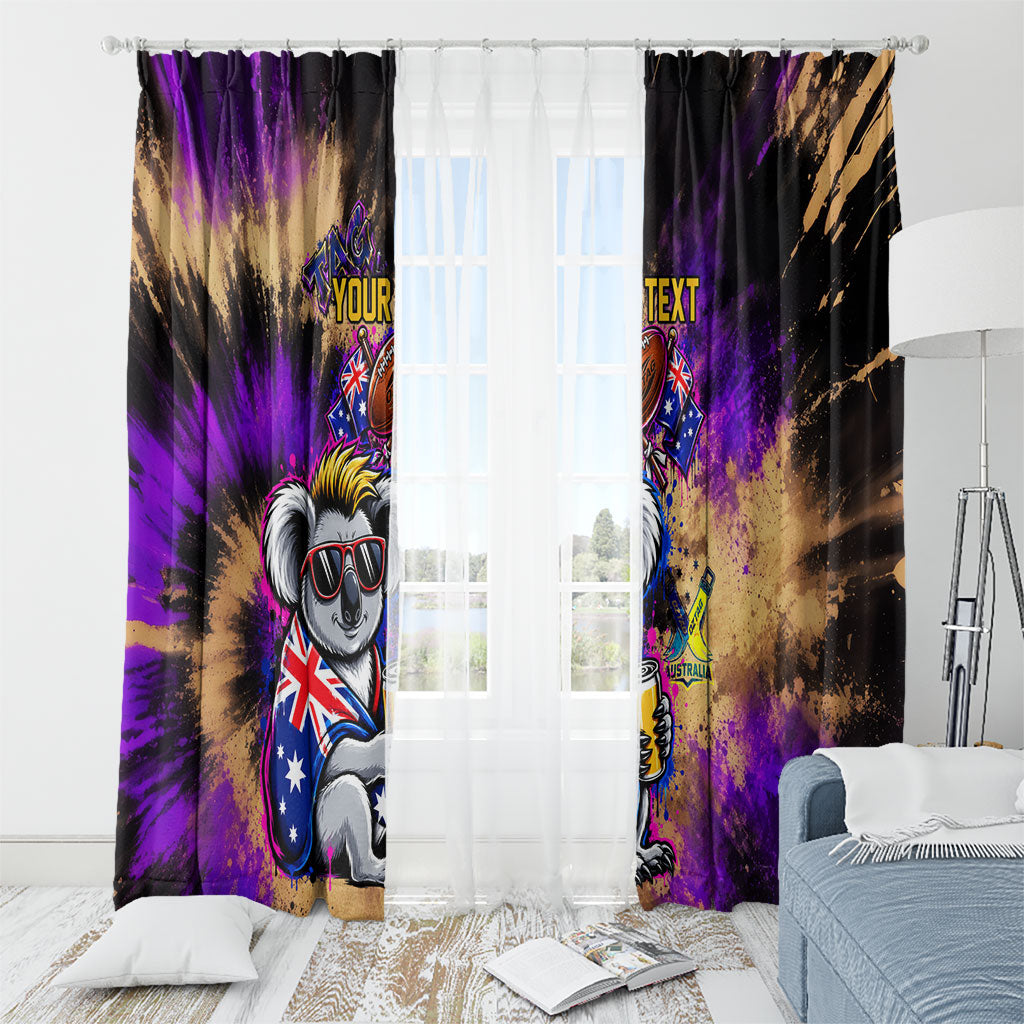 Personalised Australian Oztag Koala Mascot Window Curtain Cool Koala Sunglasses Tie Dye Paint Splatter