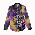 Personalised Australian Oztag Koala Mascot Women Casual Shirt Cool Koala Sunglasses Tie Dye Paint Splatter