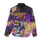 Personalised Australian Oztag Koala Mascot Women Casual Shirt Cool Koala Sunglasses Tie Dye Paint Splatter