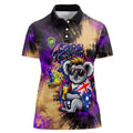 Personalised Australian Oztag Koala Mascot Women Polo Shirt Cool Koala Sunglasses Tie Dye Paint Splatter