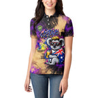 Personalised Australian Oztag Koala Mascot Women Polo Shirt Cool Koala Sunglasses Tie Dye Paint Splatter