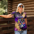 Personalised Australian Oztag Koala Mascot Women Polo Shirt Cool Koala Sunglasses Tie Dye Paint Splatter