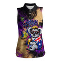 Personalised Australian Oztag Koala Mascot Women Sleeveless Polo Shirt Cool Koala Sunglasses Tie Dye Paint Splatter