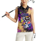 Personalised Australian Oztag Koala Mascot Women Sleeveless Polo Shirt Cool Koala Sunglasses Tie Dye Paint Splatter