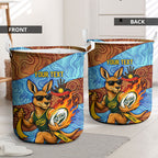 Personalised Australian Oztag Kangaroo Mascot Laundry Basket Indigenous Dot Art Style Aboriginal Culture
