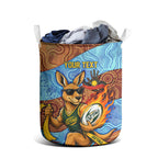 Personalised Australian Oztag Kangaroo Mascot Laundry Basket Indigenous Dot Art Style Aboriginal Culture