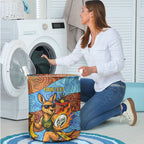 Personalised Australian Oztag Kangaroo Mascot Laundry Basket Indigenous Dot Art Style Aboriginal Culture