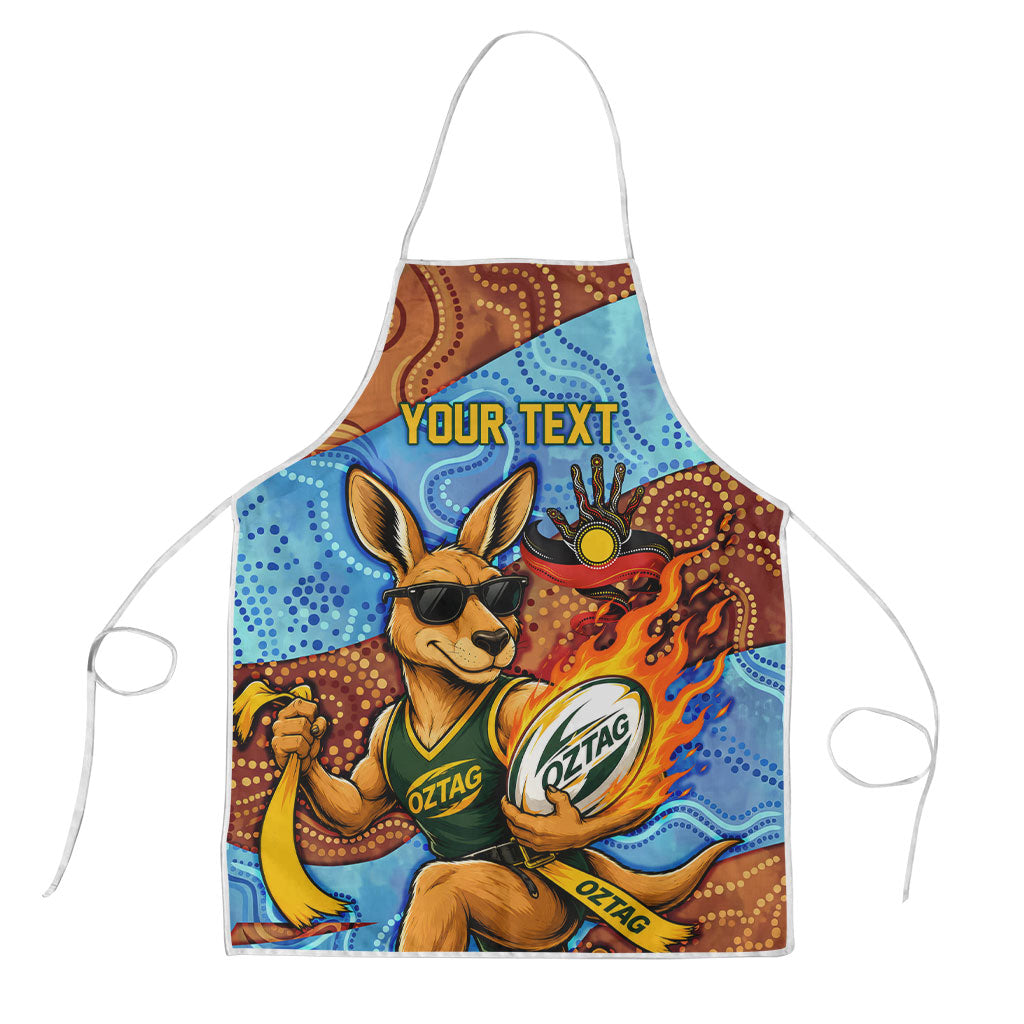 Personalised Australian Oztag Kangaroo Mascot Apron Indigenous Dot Art Style Aboriginal Culture