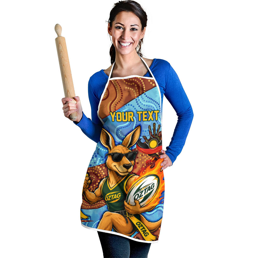 Personalised Australian Oztag Kangaroo Mascot Apron Indigenous Dot Art Style Aboriginal Culture