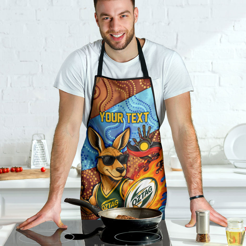 Personalised Australian Oztag Kangaroo Mascot Apron Indigenous Dot Art Style Aboriginal Culture