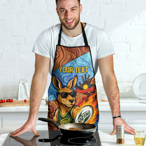 Personalised Australian Oztag Kangaroo Mascot Apron Indigenous Dot Art Style Aboriginal Culture