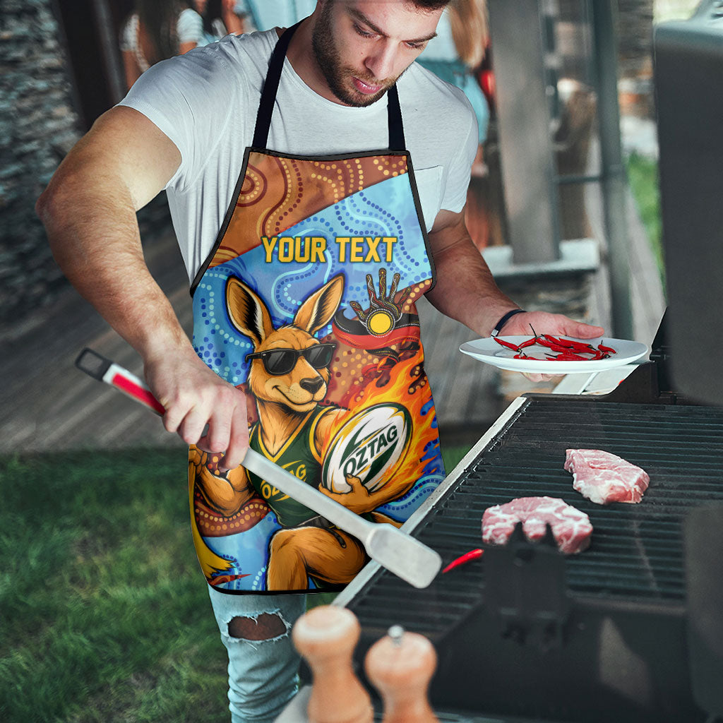 Personalised Australian Oztag Kangaroo Mascot Apron Indigenous Dot Art Style Aboriginal Culture