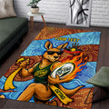 Personalised Australian Oztag Kangaroo Mascot Area Rug Indigenous Dot Art Style Aboriginal Culture
