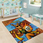 Personalised Australian Oztag Kangaroo Mascot Area Rug Indigenous Dot Art Style Aboriginal Culture