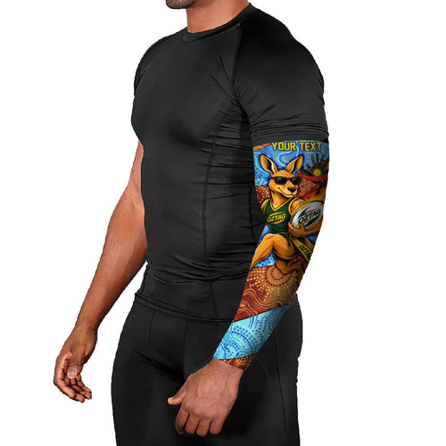 Personalised Australian Oztag Kangaroo Mascot Arm Sleeves Indigenous Dot Art Style Aboriginal Culture