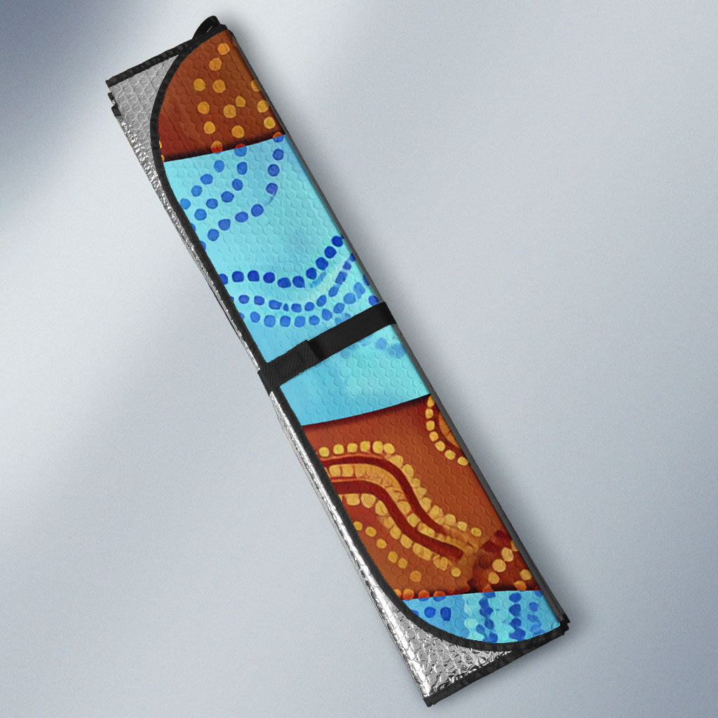 Personalised Australian Oztag Kangaroo Mascot Auto Sun Shade Indigenous Dot Art Style Aboriginal Culture