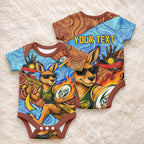 Personalised Australian Oztag Kangaroo Mascot Baby Onesie Indigenous Dot Art Style Aboriginal Culture