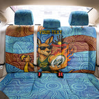 Personalised Australian Oztag Kangaroo Mascot Back Car Seat Cover Indigenous Dot Art Style Aboriginal Culture