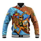Personalised Australian Oztag Kangaroo Mascot Baseball Jacket Indigenous Dot Art Style Aboriginal Culture