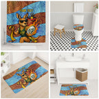 Personalised Australian Oztag Kangaroo Mascot Bathroom Set Indigenous Dot Art Style Aboriginal Culture