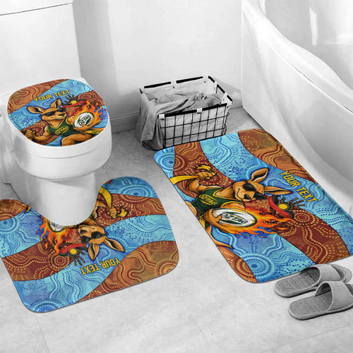 Personalised Australian Oztag Kangaroo Mascot Bathroom Set Indigenous Dot Art Style Aboriginal Culture