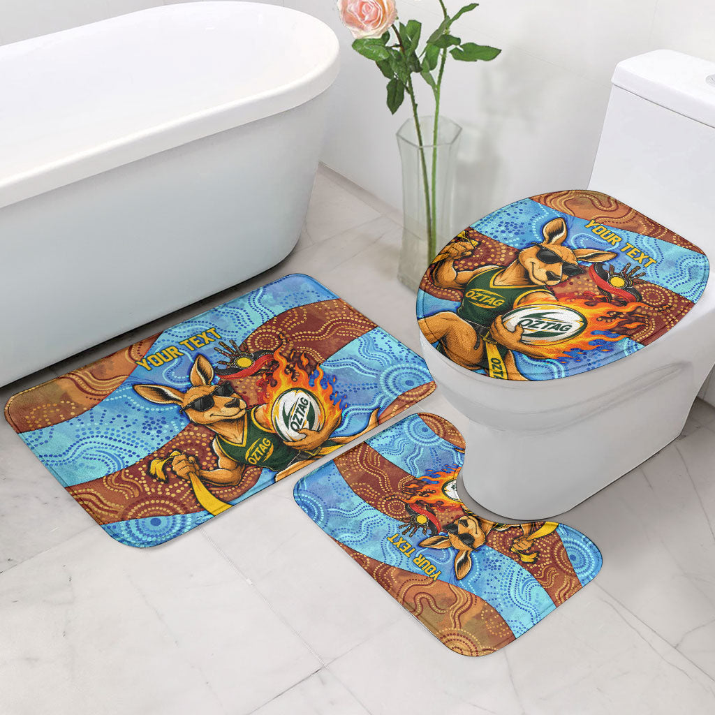 Personalised Australian Oztag Kangaroo Mascot Bathroom Set Indigenous Dot Art Style Aboriginal Culture