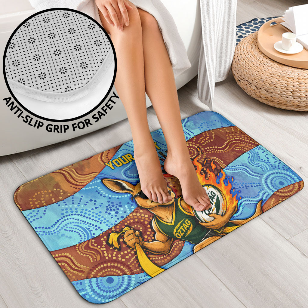 Personalised Australian Oztag Kangaroo Mascot Bathroom Set Indigenous Dot Art Style Aboriginal Culture