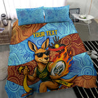 Personalised Australian Oztag Kangaroo Mascot Bedding Set Indigenous Dot Art Style Aboriginal Culture