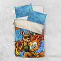 Personalised Australian Oztag Kangaroo Mascot Bedding Set Indigenous Dot Art Style Aboriginal Culture