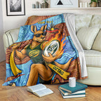 Personalised Australian Oztag Kangaroo Mascot Blanket Indigenous Dot Art Style Aboriginal Culture