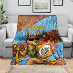 Personalised Australian Oztag Kangaroo Mascot Blanket Indigenous Dot Art Style Aboriginal Culture