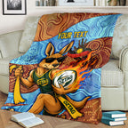 Personalised Australian Oztag Kangaroo Mascot Blanket Indigenous Dot Art Style Aboriginal Culture