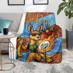Personalised Australian Oztag Kangaroo Mascot Blanket Indigenous Dot Art Style Aboriginal Culture
