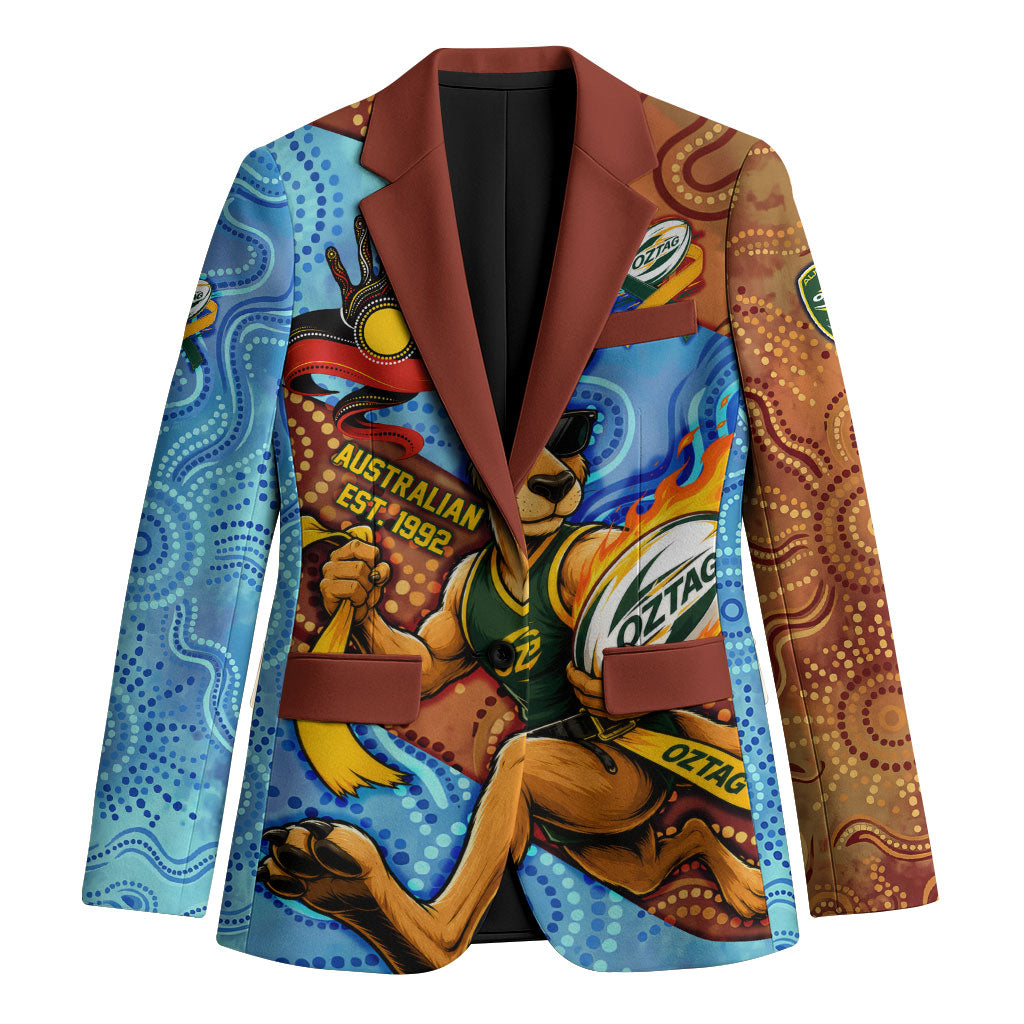 Personalised Australian Oztag Kangaroo Mascot Blazer Indigenous Dot Art Style Aboriginal Culture