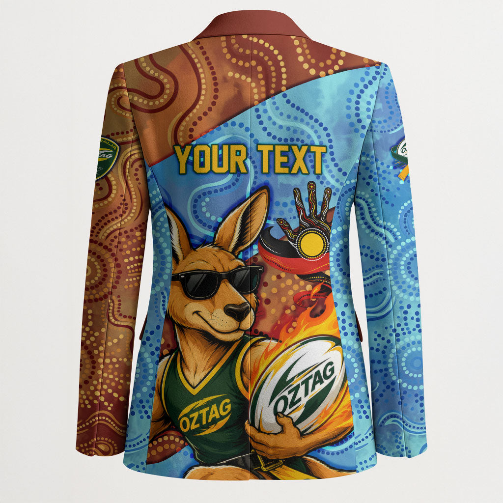 Personalised Australian Oztag Kangaroo Mascot Blazer Indigenous Dot Art Style Aboriginal Culture
