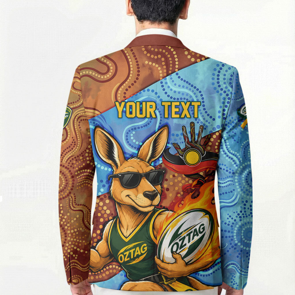 Personalised Australian Oztag Kangaroo Mascot Blazer Indigenous Dot Art Style Aboriginal Culture
