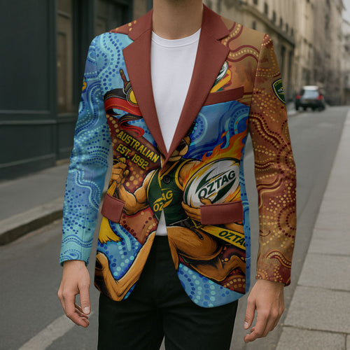 Personalised Australian Oztag Kangaroo Mascot Blazer Indigenous Dot Art Style Aboriginal Culture