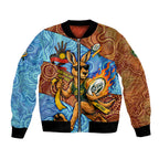 Personalised Australian Oztag Kangaroo Mascot Bomber Jacket Indigenous Dot Art Style Aboriginal Culture
