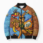 Personalised Australian Oztag Kangaroo Mascot Bomber Puffer Jacket Indigenous Dot Art Style Aboriginal Culture