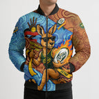 Personalised Australian Oztag Kangaroo Mascot Bomber Puffer Jacket Indigenous Dot Art Style Aboriginal Culture