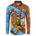 Personalised Australian Oztag Kangaroo Mascot Button Sweatshirt Indigenous Dot Art Style Aboriginal Culture