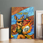 Personalised Australian Oztag Kangaroo Mascot Canvas Wall Art Indigenous Dot Art Style Aboriginal Culture