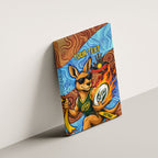 Personalised Australian Oztag Kangaroo Mascot Canvas Wall Art Indigenous Dot Art Style Aboriginal Culture