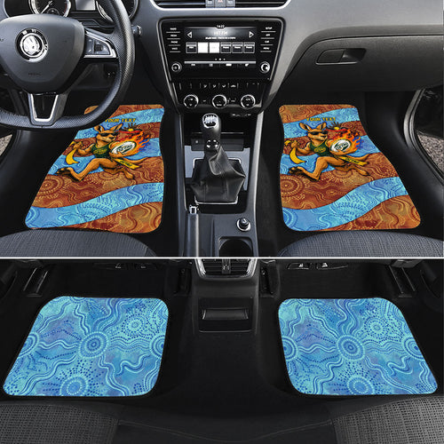 Personalised Australian Oztag Kangaroo Mascot Car Mats Indigenous Dot Art Style Aboriginal Culture